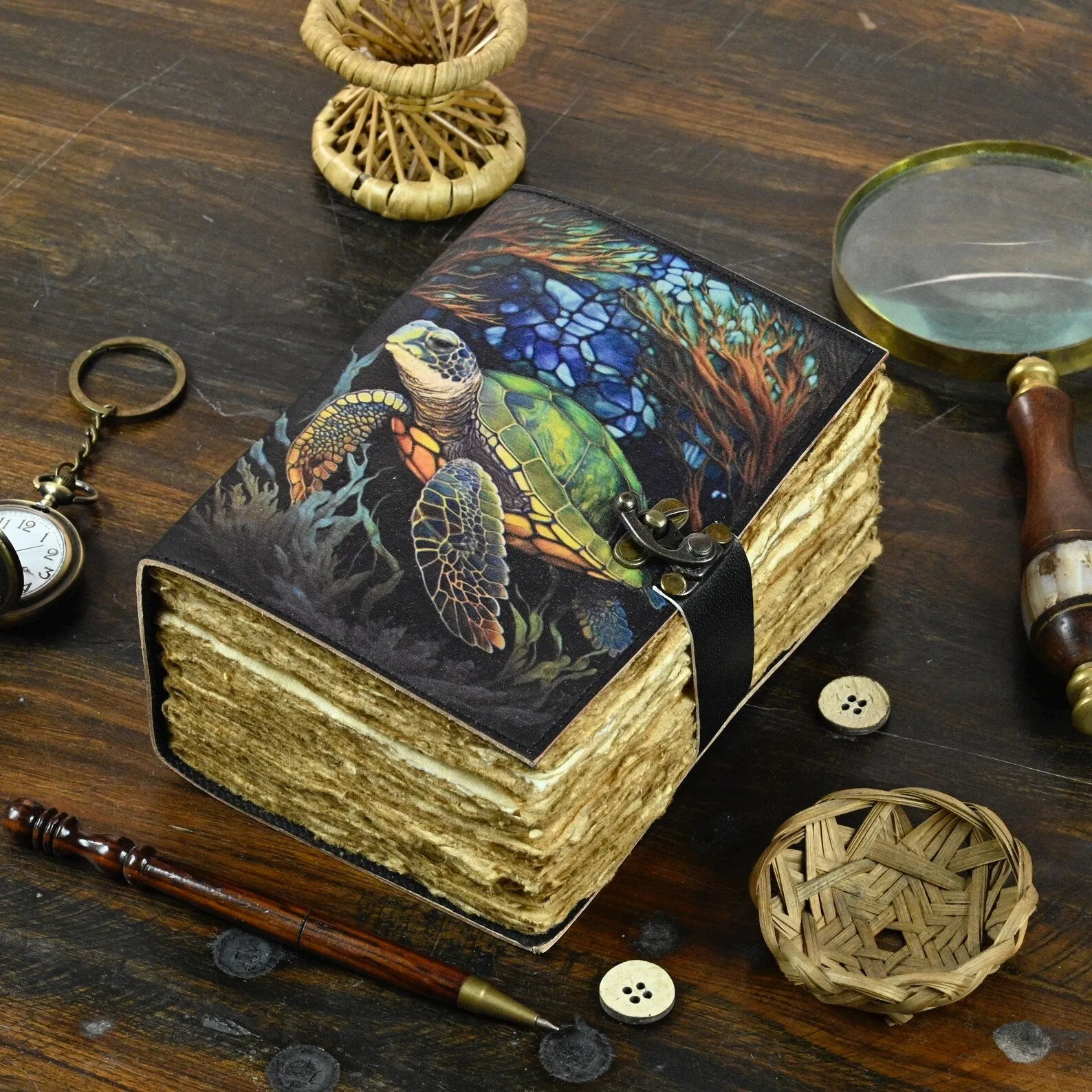 Turtle Leather Journal Rustic Vintage Leather