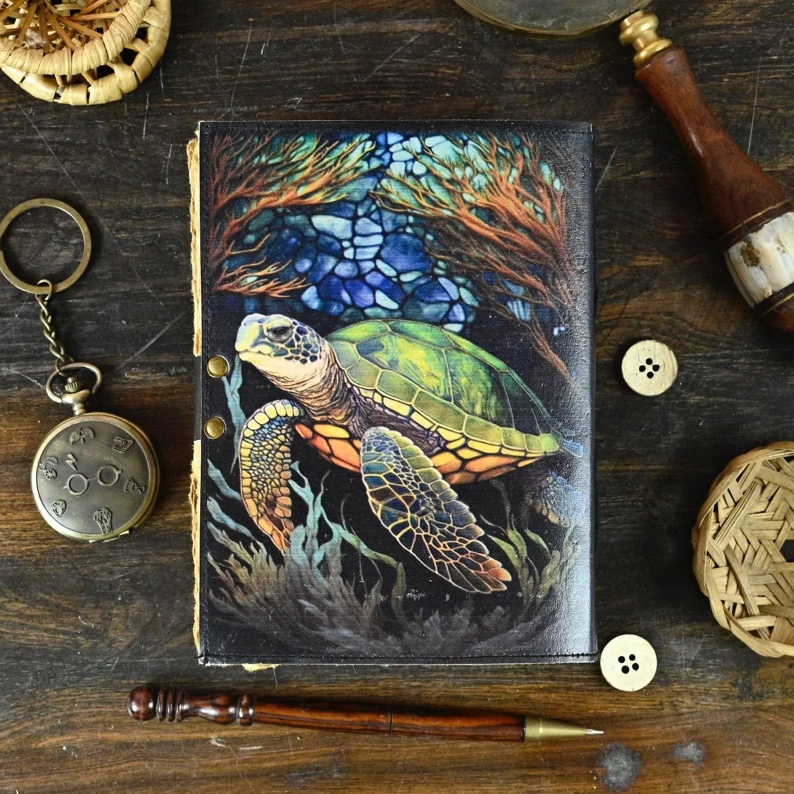 Turtle Leather Journal Rustic Vintage Leather