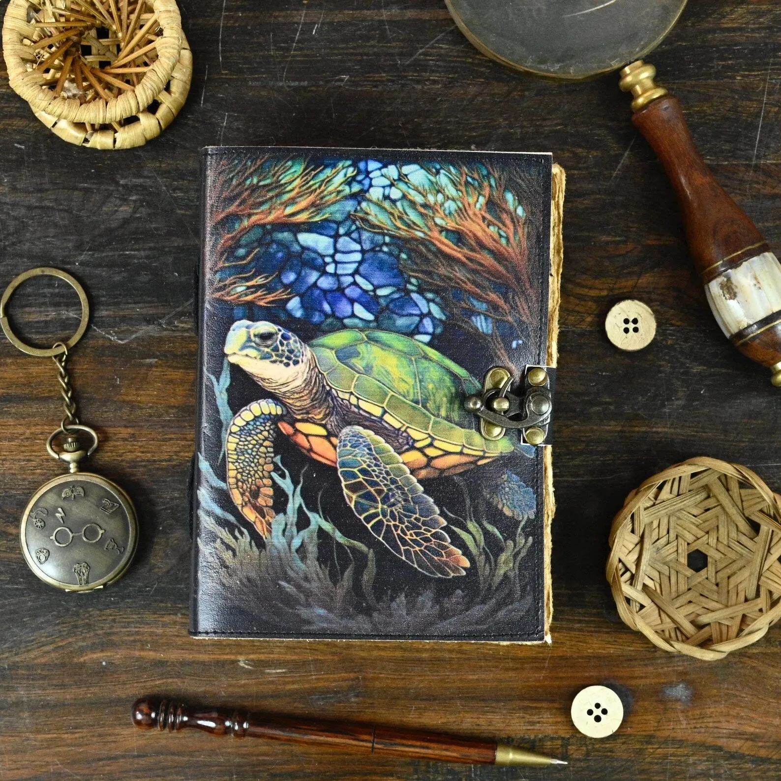 Turtle Leather Journal Rustic Vintage Leather