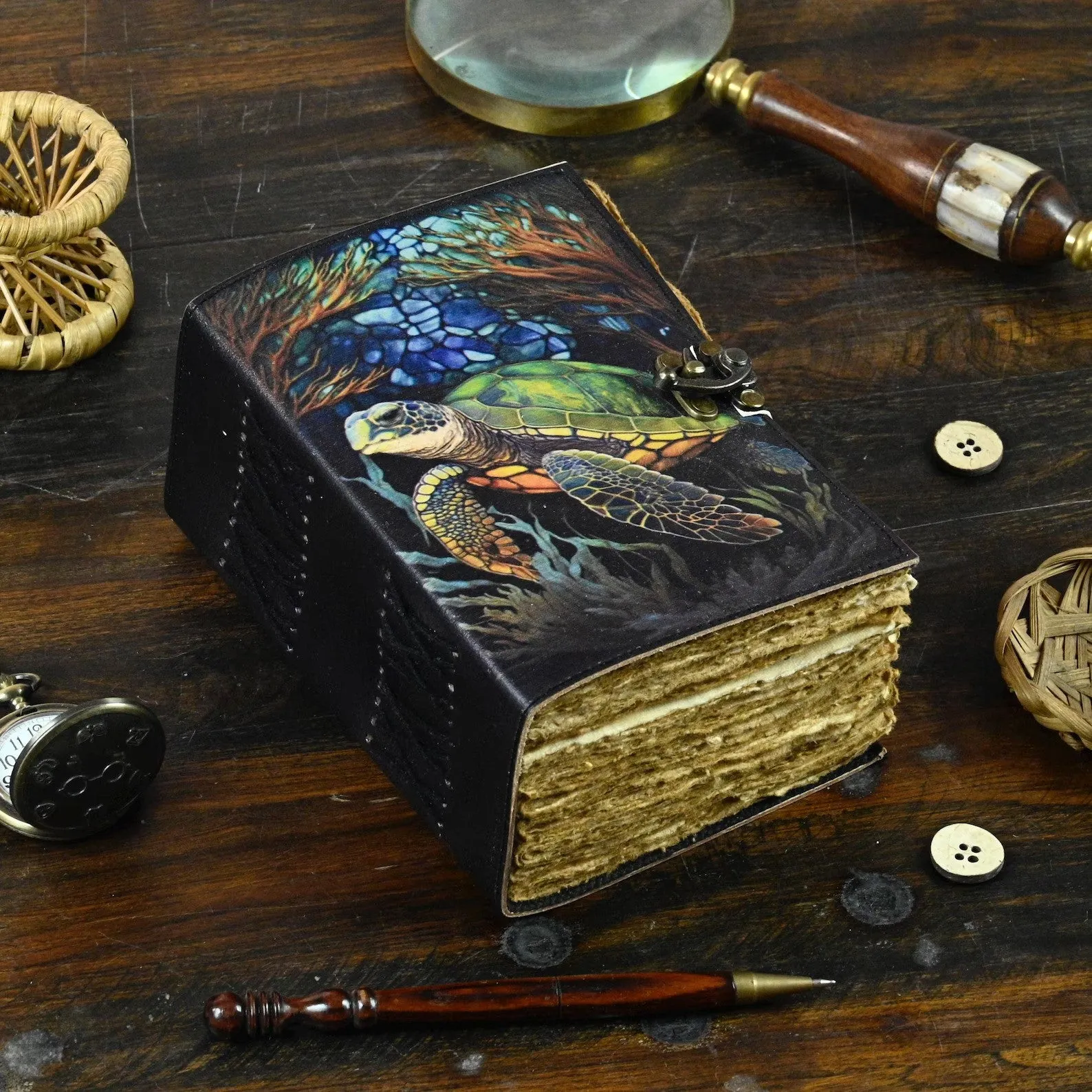 Turtle Leather Journal Rustic Vintage Leather