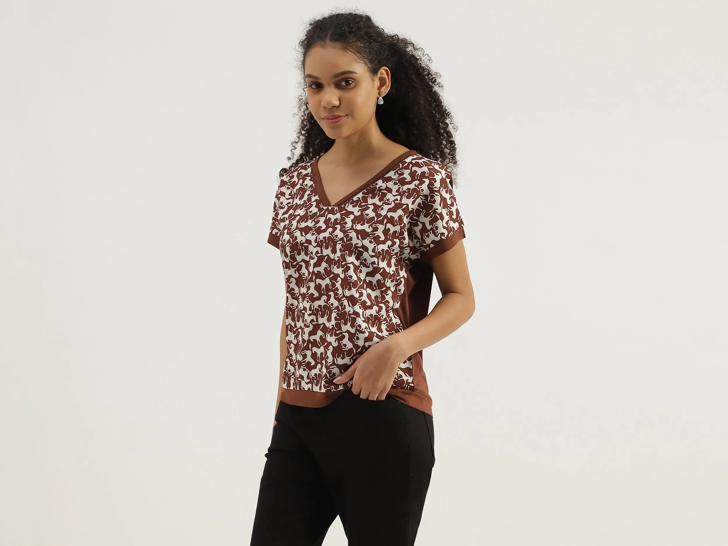 V-Neck Printed Top