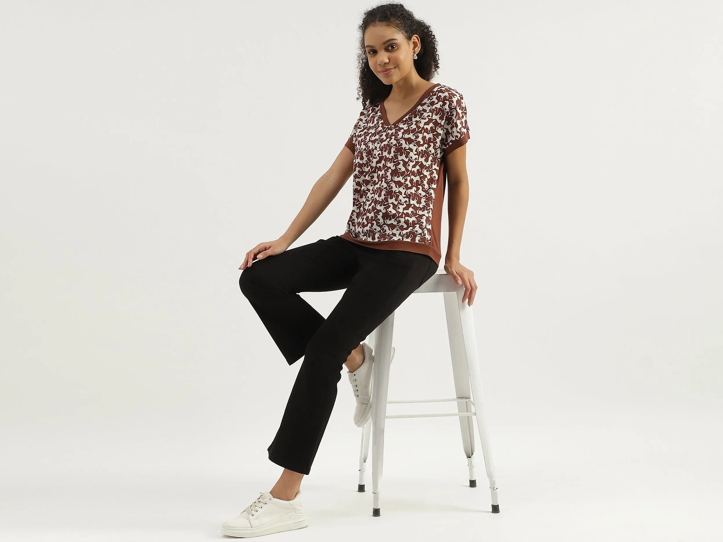 V-Neck Printed Top