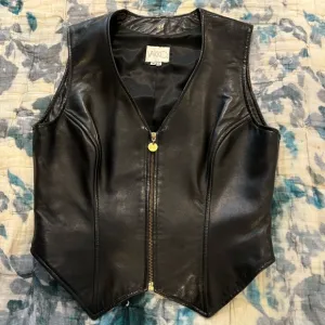 Vakko Black Leather Vest Size Medium