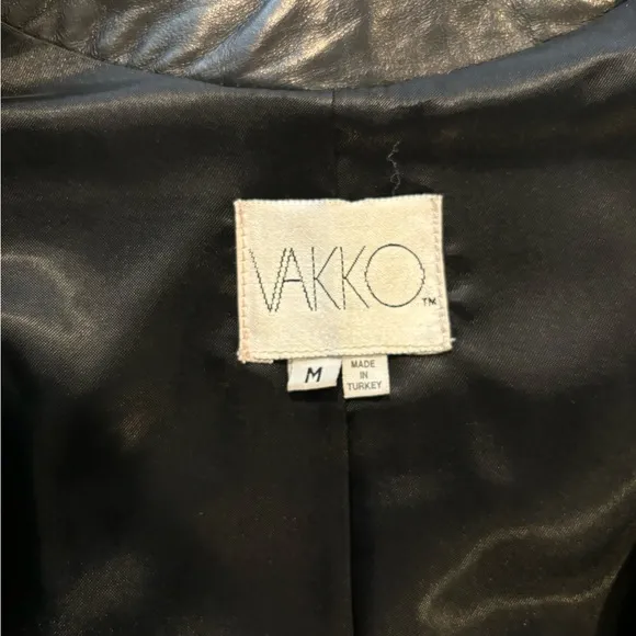 Vakko Black Leather Vest Size Medium