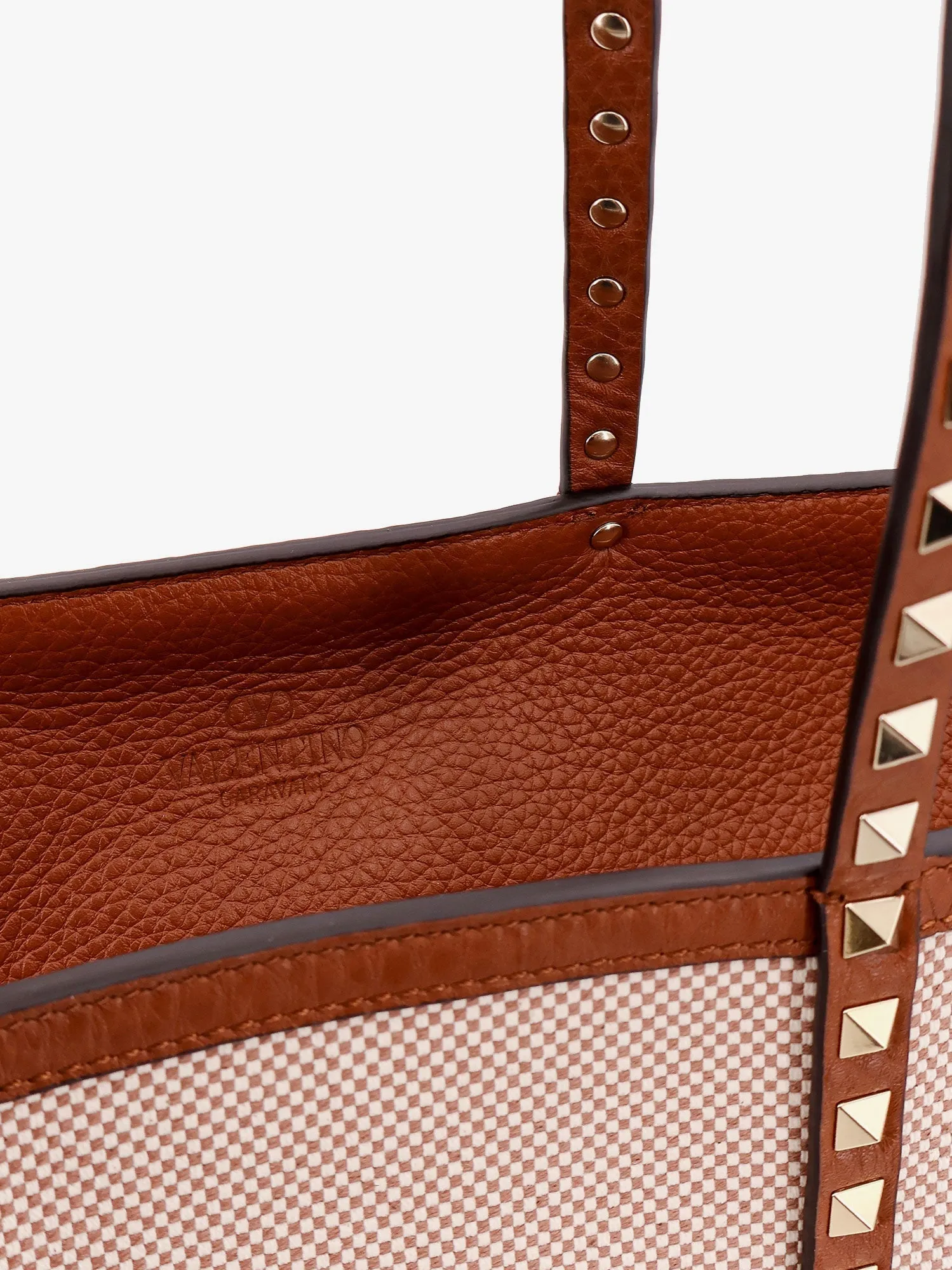 Valentino Garavani Canvas And Leather Shoulder Bag With Iconic Studs