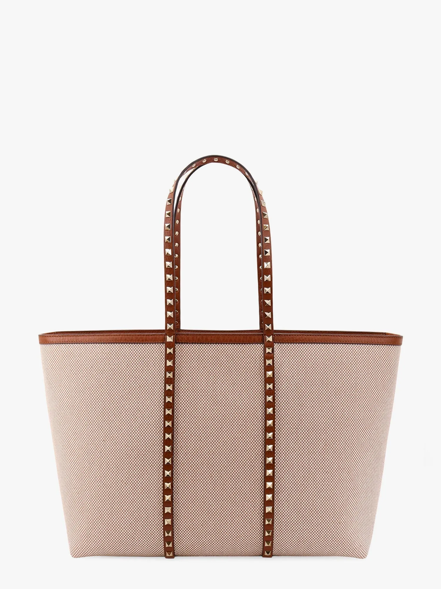 Valentino Garavani Canvas And Leather Shoulder Bag With Iconic Studs
