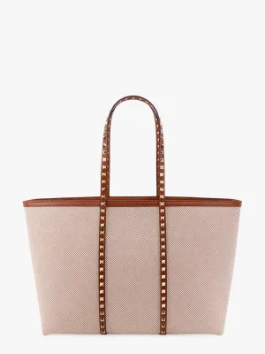 Valentino Garavani Canvas And Leather Shoulder Bag With Iconic Studs