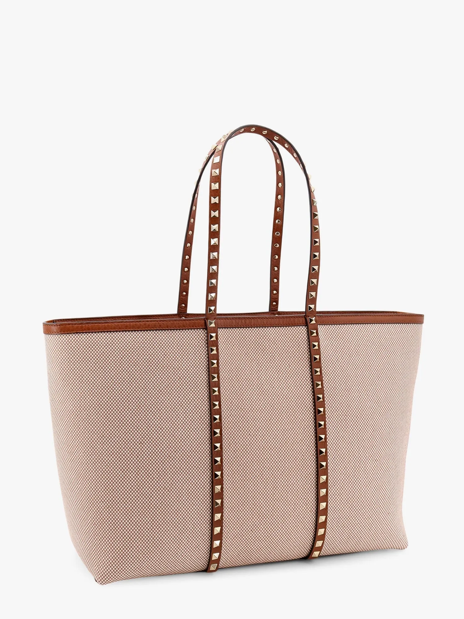 Valentino Garavani Canvas And Leather Shoulder Bag With Iconic Studs