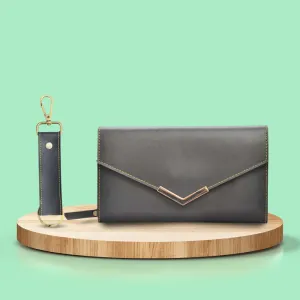 Vegan Leather Lady Wallet and Keychain - Green