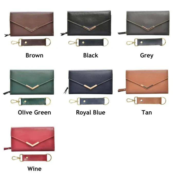 Vegan Leather Lady Wallet and Keychain - Tan