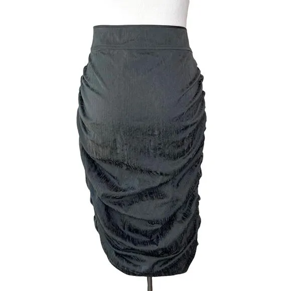 Vera Wang Vintage Gray / Silver Rouched Zipper Asymmetrical Skirt 6