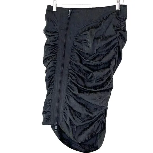 Vera Wang Vintage Gray / Silver Rouched Zipper Asymmetrical Skirt 6