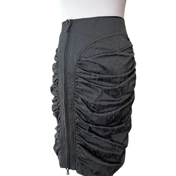 Vera Wang Vintage Gray / Silver Rouched Zipper Asymmetrical Skirt 6