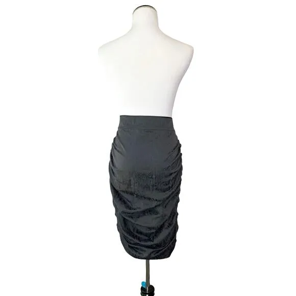 Vera Wang Vintage Gray / Silver Rouched Zipper Asymmetrical Skirt 6