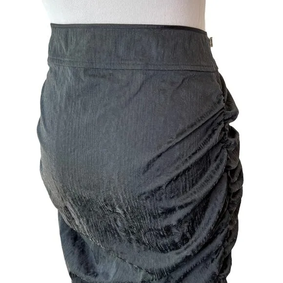 Vera Wang Vintage Gray / Silver Rouched Zipper Asymmetrical Skirt 6