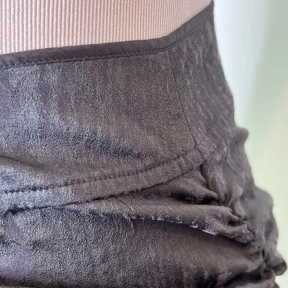 Vera Wang Vintage Gray / Silver Rouched Zipper Asymmetrical Skirt 6