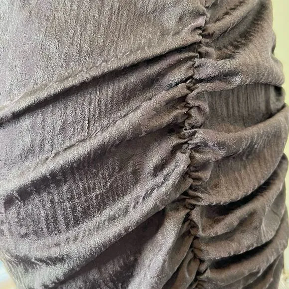 Vera Wang Vintage Gray / Silver Rouched Zipper Asymmetrical Skirt 6