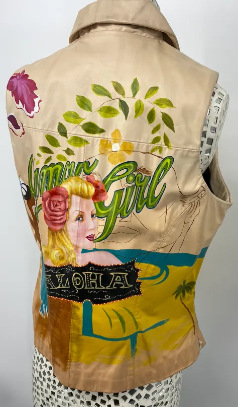 Via Blue Via Vintage Hand Painted Vest - Medium