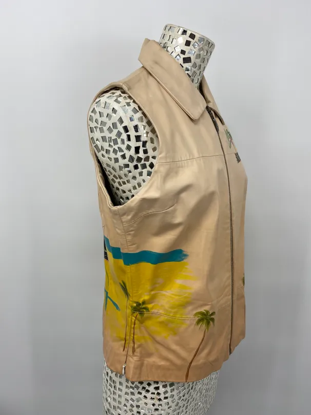 Via Blue Via Vintage Hand Painted Vest - Medium