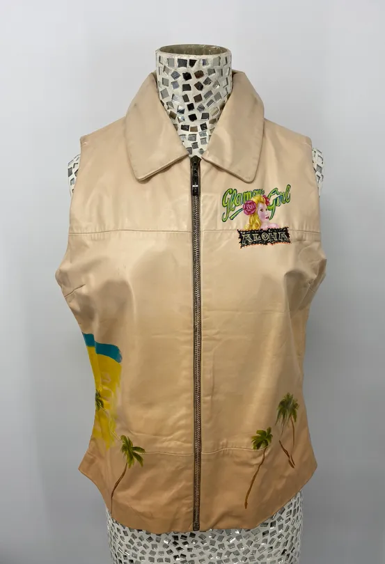 Via Blue Via Vintage Hand Painted Vest - Medium