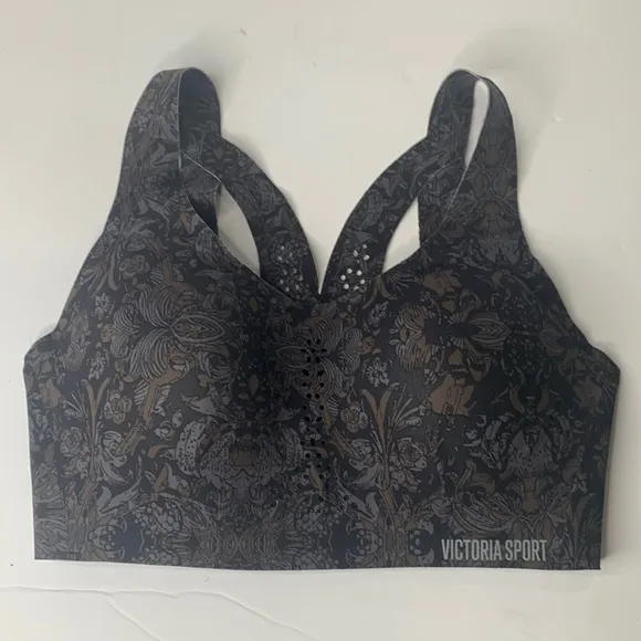 Victoria Sport Angel Max VSX gray floral yoga sports bra