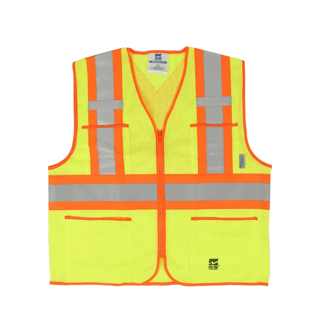 Viking U6112 Open Road Mesh Economy Zippered Safety Vest with 4" Safety Stripes