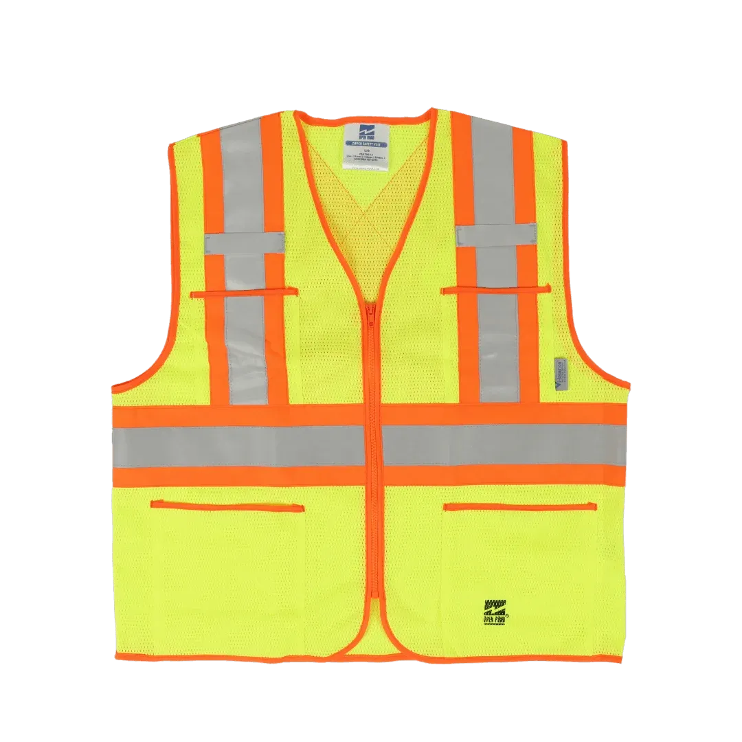 Viking U6112 Open Road Mesh Economy Zippered Safety Vest with 4" Safety Stripes