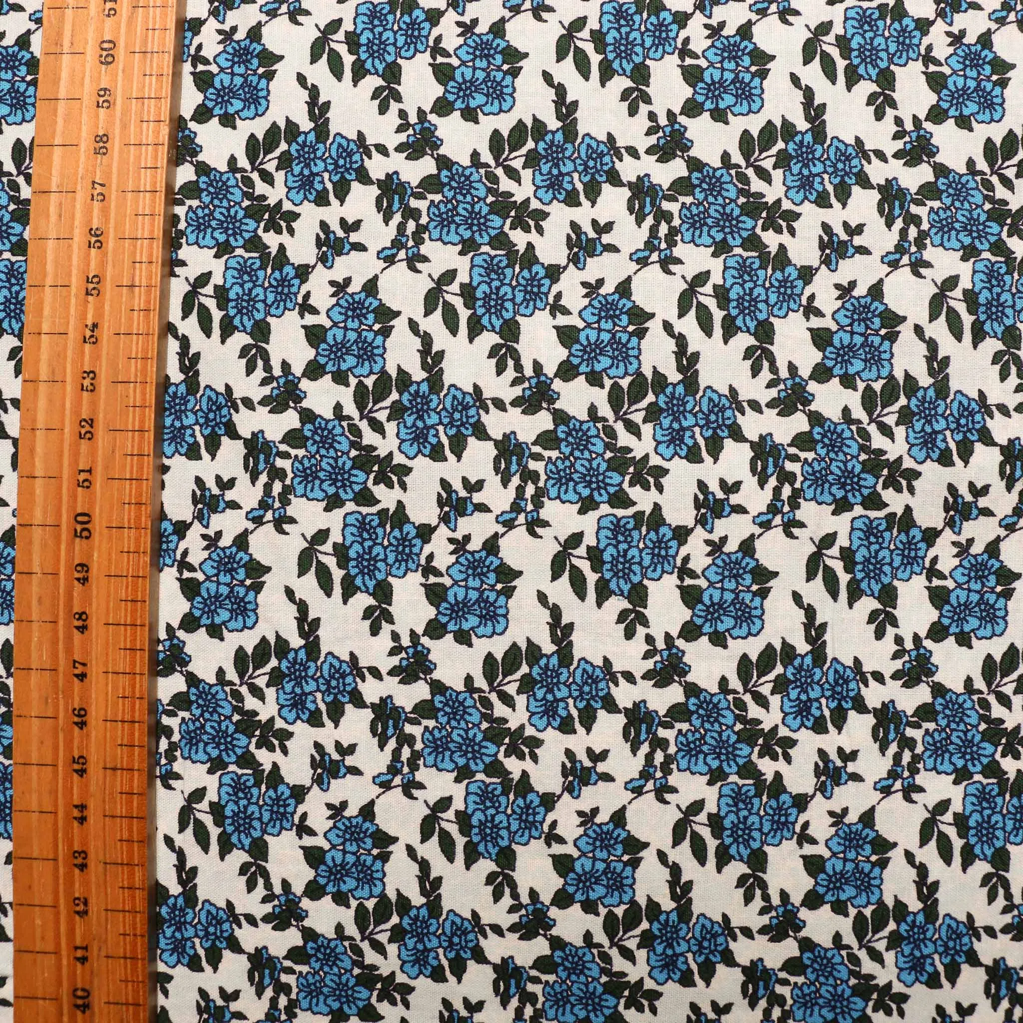 Vintage 100% Cotton Fabric - Pale blue