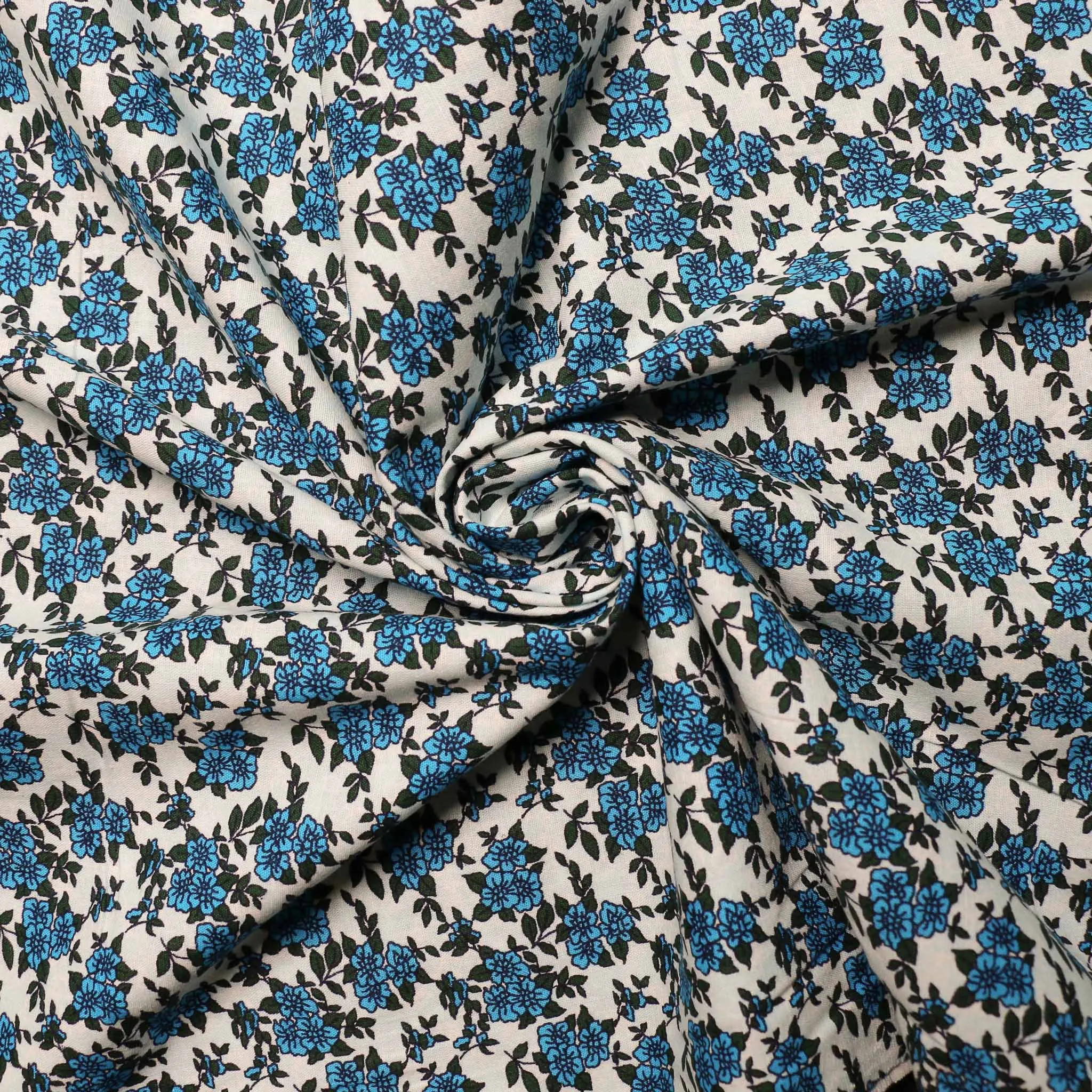 Vintage 100% Cotton Fabric - Pale blue