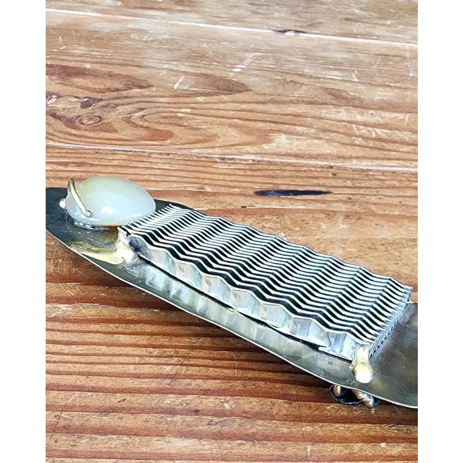Vintage 80s Belt Artisinal Avant Garde Brass Buckle Signed