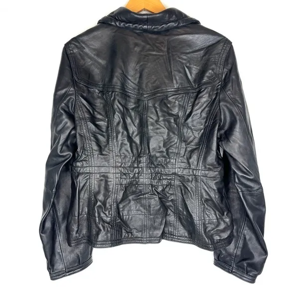 Vintage 90s Y2K Soft Black Lamb Leather Jacket size large