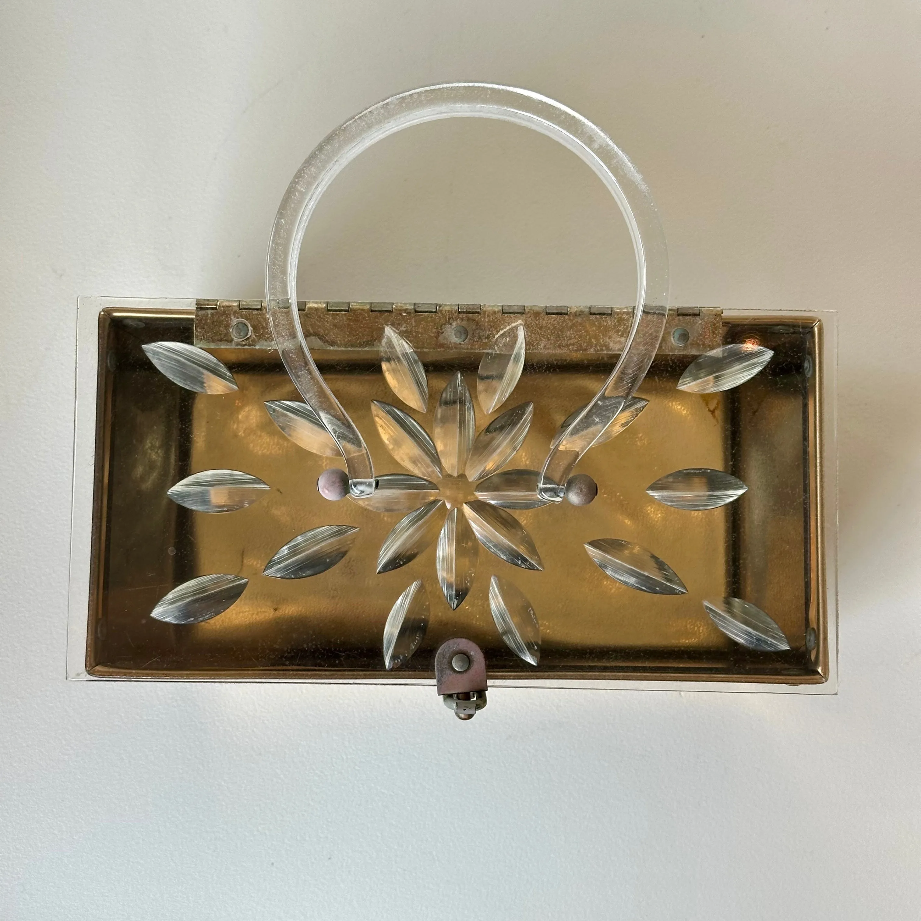 Vintage Black Lucite Purse (1130a)