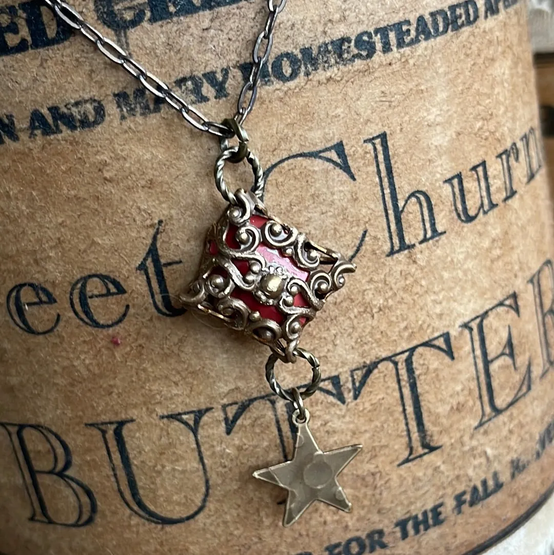 Vintage Brass Link Medallion Necklace