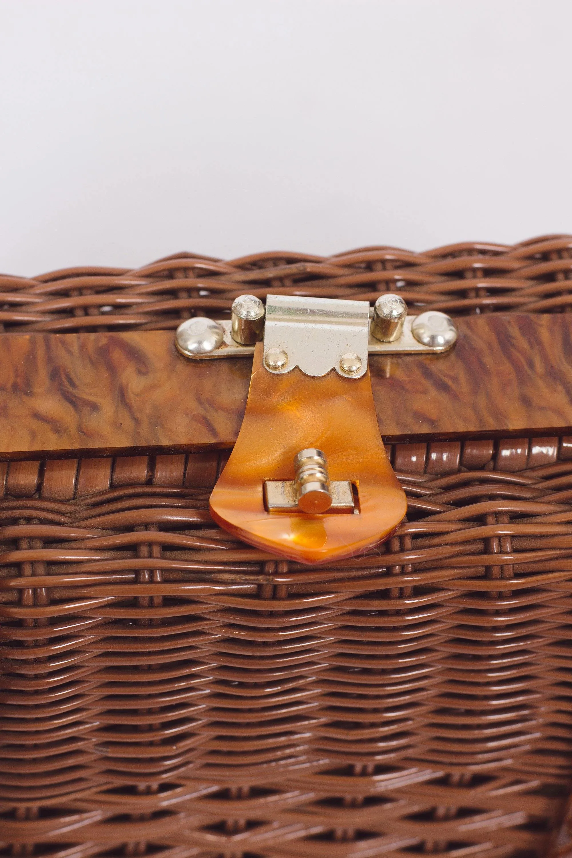 Vintage Brown Basket Purse