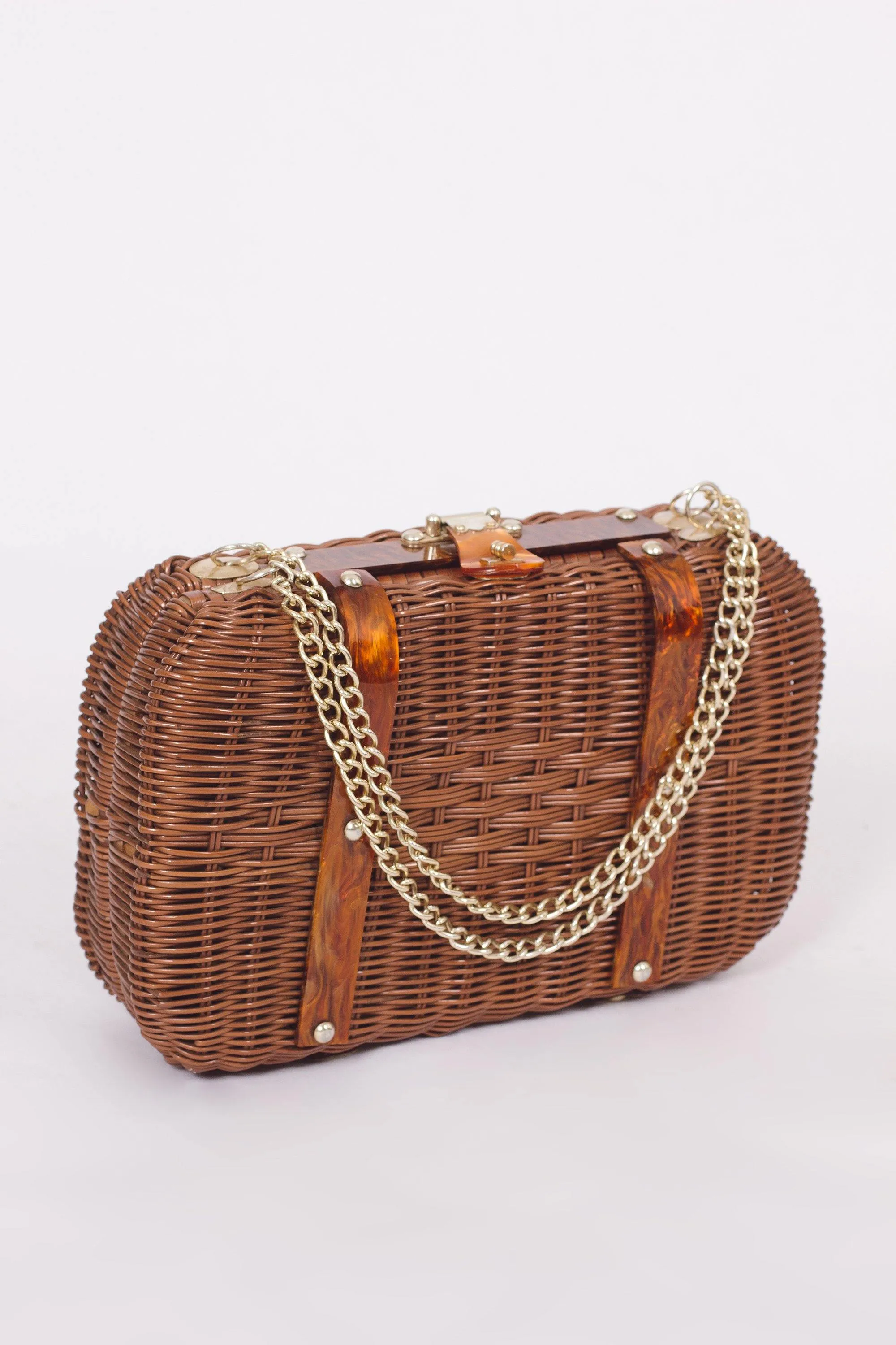 Vintage Brown Basket Purse