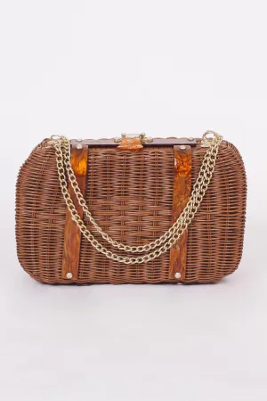 Vintage Brown Basket Purse