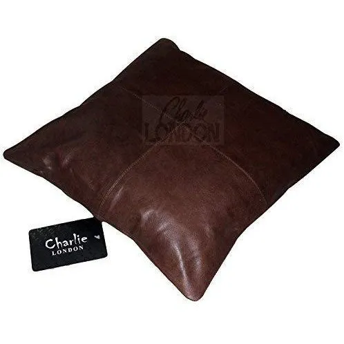 Vintage Brown Leather Sofa Pair Cushion Covers