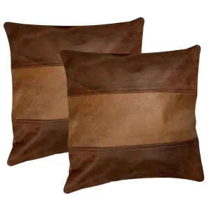 Vintage Brown Leather Sofa Pair Cushion Covers