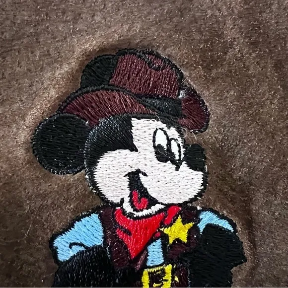 Vintage Disney Embroidered Mickey Mouse Suede Zip Front Vest size S/M