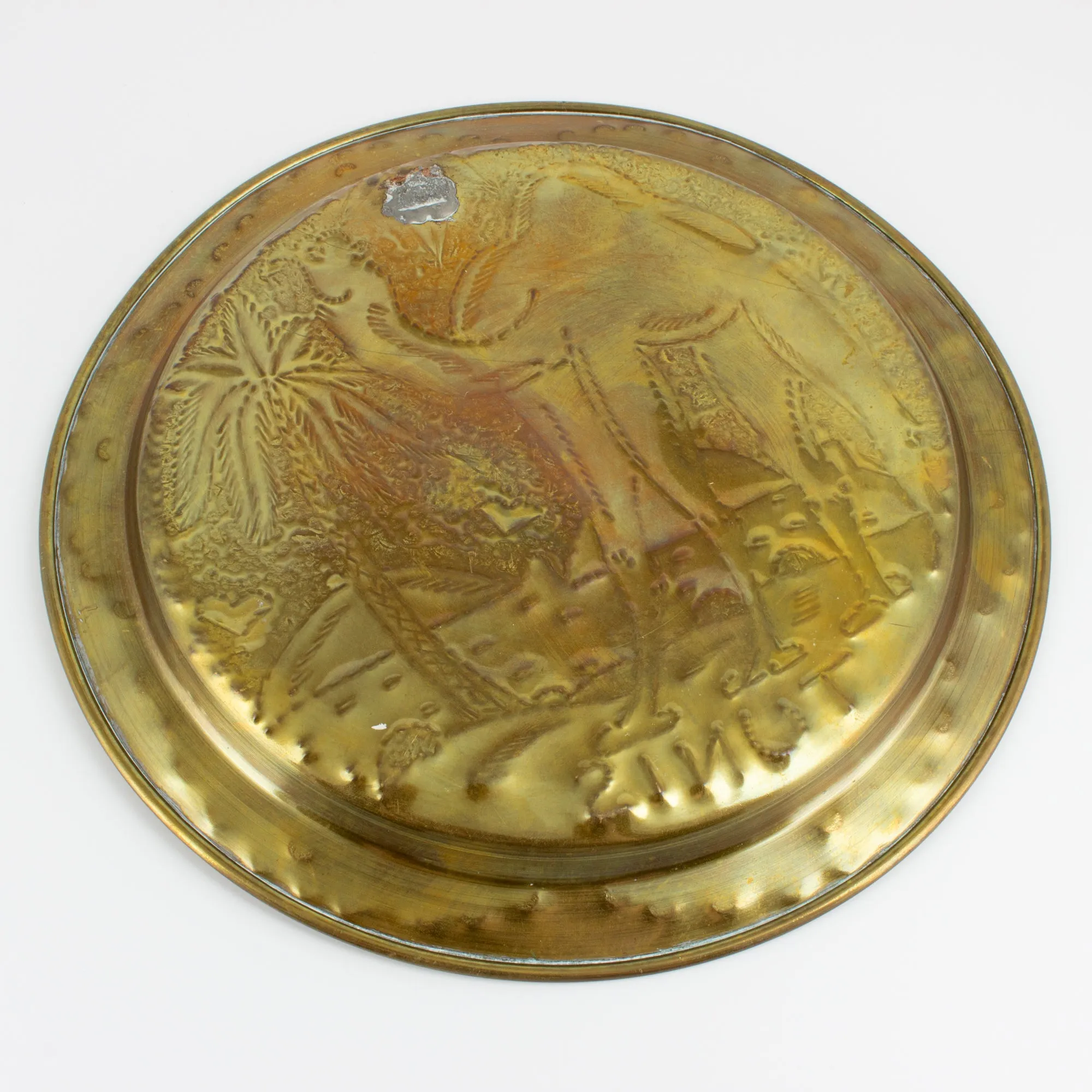 Vintage Hand-Hammered Brass "Tunis" Plate