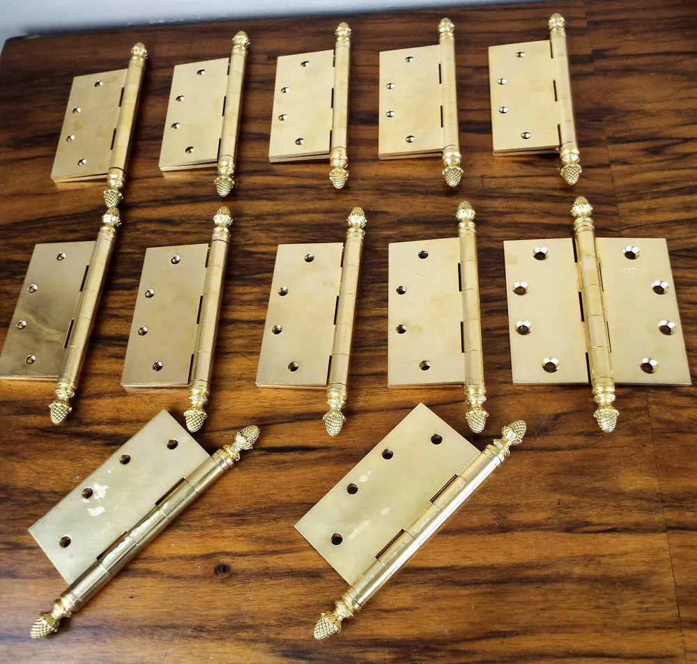 Vintage P E Guerin Louis XVI pattern Brass Hinges and Door Knobs Hardware Gant Chandler Estate