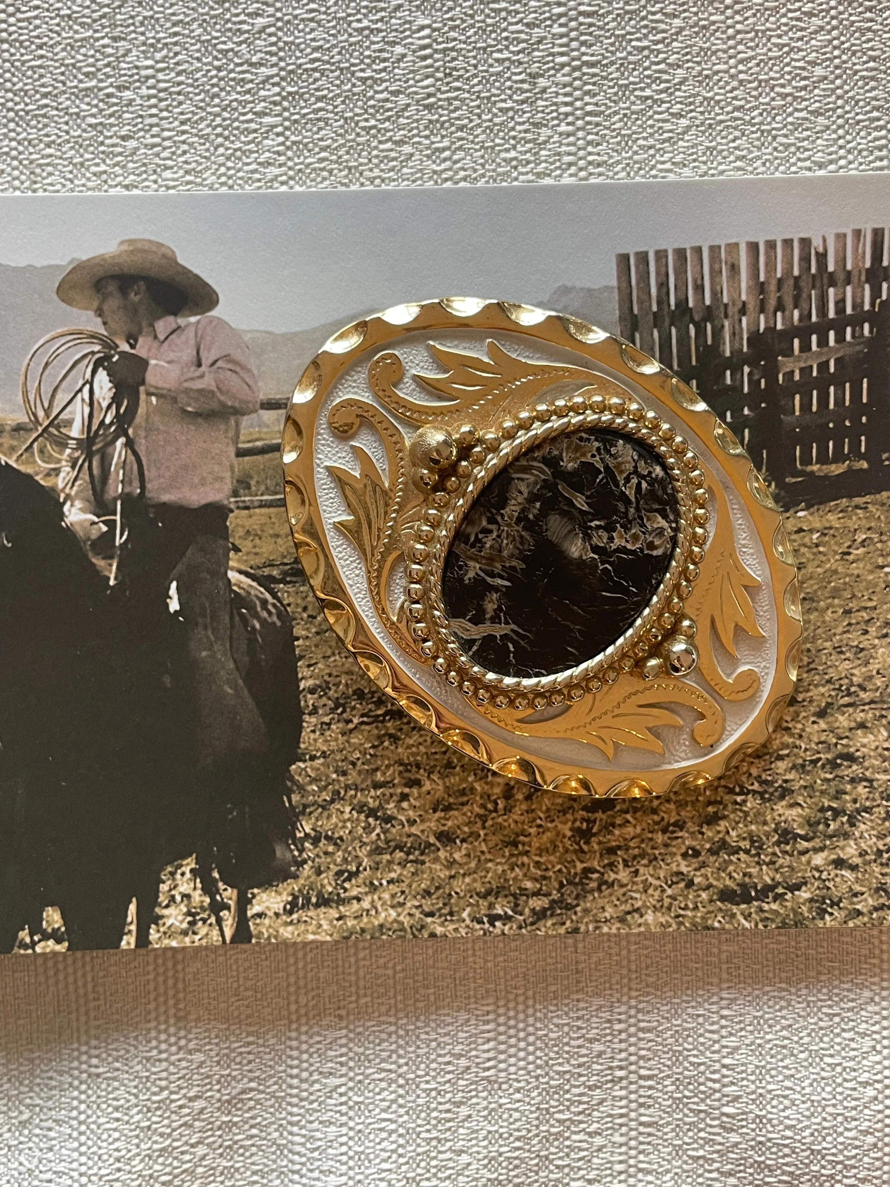 Vintage Western Belt Buckle with Agate