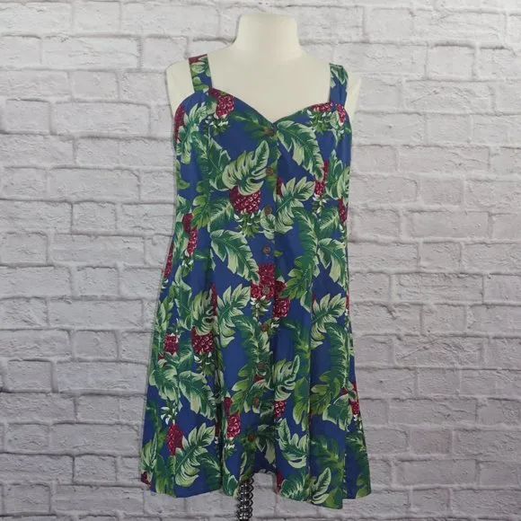 Vintage Y2k Hilo Hattie Hawaiian Floral Dress XL