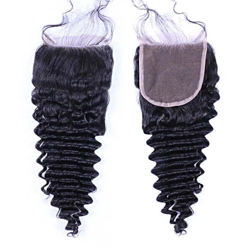 Wavymy Deep Wave Virgin Human Hair Weave 3 Bundles With 5x5 Lace Closure