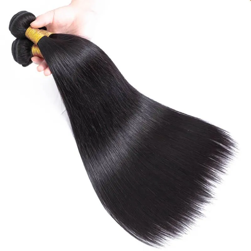 Wavymy Straight Virgin Human Hair 5x5 Lace Closure With 3 Bundles