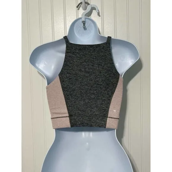 We Over Me Wip Crop Top Sports Bra Dark Grey Shale Pink XS Extra Small