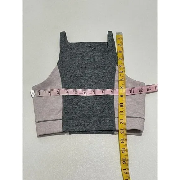We Over Me Wip Crop Top Sports Bra Dark Grey Shale Pink XS Extra Small
