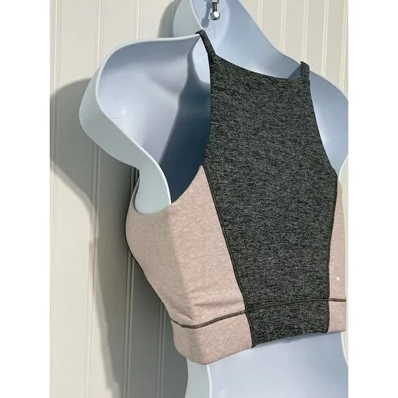 We Over Me Wip Crop Top Sports Bra Dark Grey Shale Pink XS Extra Small