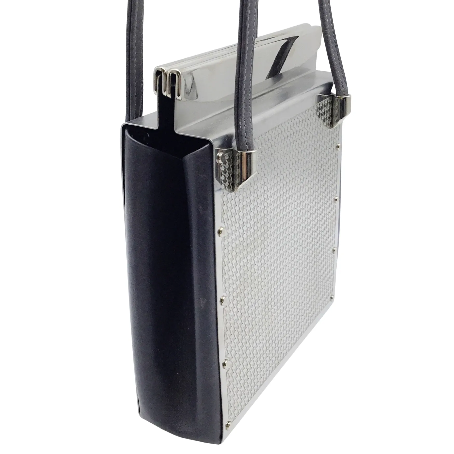 Wendy Stevens Stainless Steel and Leather Shoulder Bag