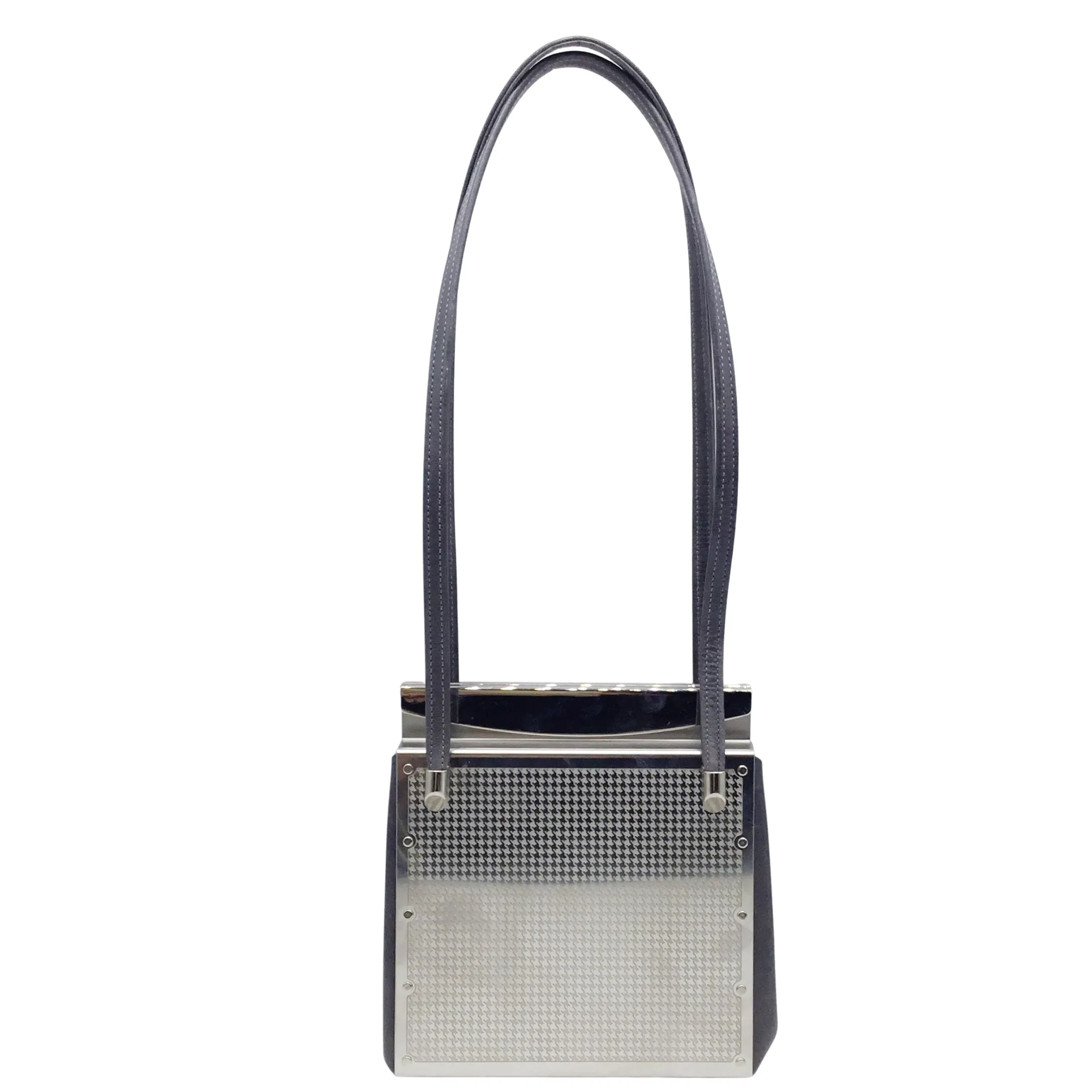 Wendy Stevens Stainless Steel and Leather Shoulder Bag